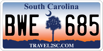 SC license plate BWE685