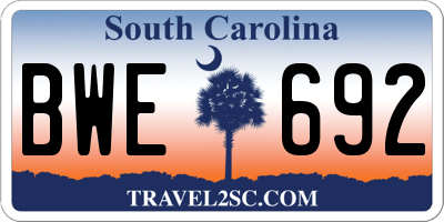 SC license plate BWE692