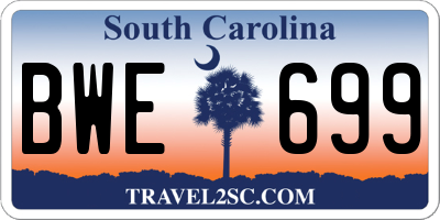 SC license plate BWE699