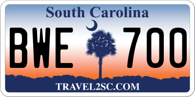 SC license plate BWE700