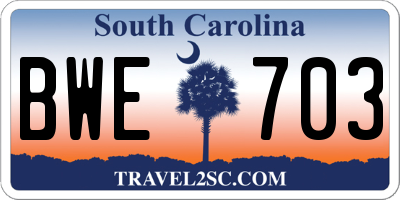 SC license plate BWE703
