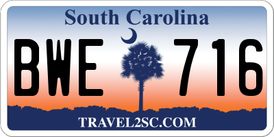 SC license plate BWE716