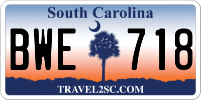 SC license plate BWE718