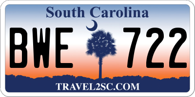 SC license plate BWE722