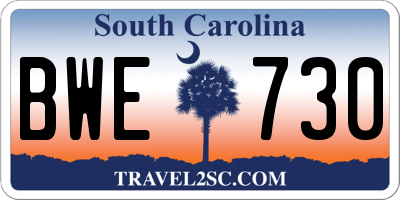 SC license plate BWE730