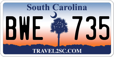 SC license plate BWE735