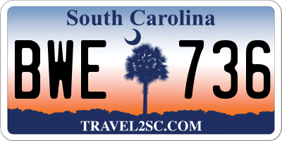 SC license plate BWE736