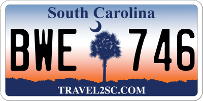 SC license plate BWE746