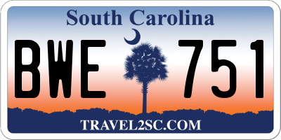 SC license plate BWE751