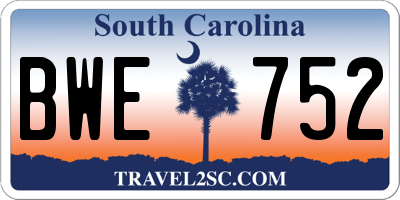 SC license plate BWE752
