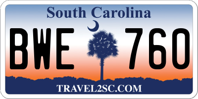 SC license plate BWE760