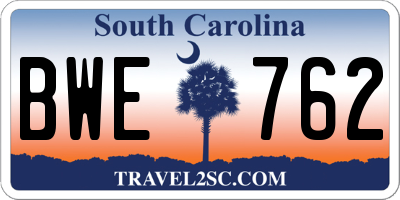 SC license plate BWE762