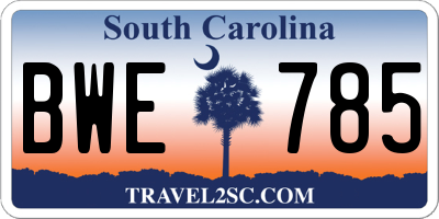 SC license plate BWE785