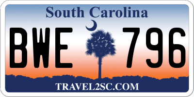 SC license plate BWE796