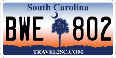 SC license plate BWE802