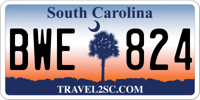 SC license plate BWE824