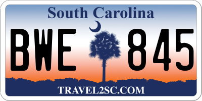 SC license plate BWE845