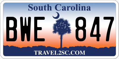 SC license plate BWE847