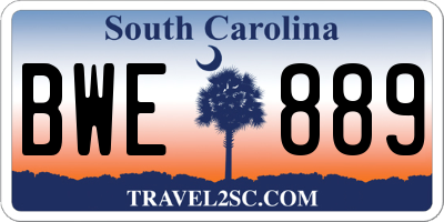 SC license plate BWE889