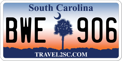 SC license plate BWE906