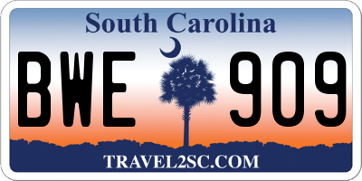 SC license plate BWE909