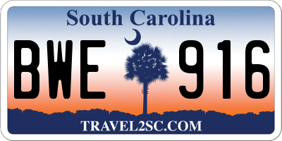 SC license plate BWE916
