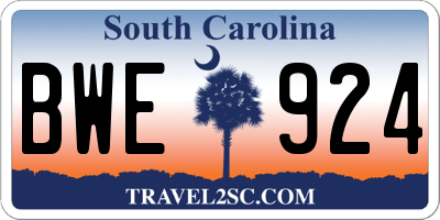 SC license plate BWE924