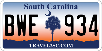 SC license plate BWE934