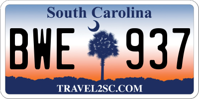 SC license plate BWE937
