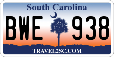 SC license plate BWE938