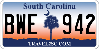 SC license plate BWE942
