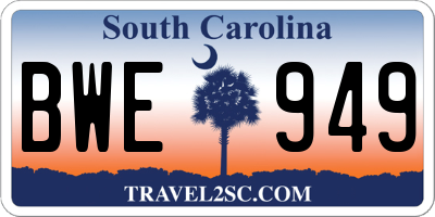 SC license plate BWE949