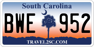 SC license plate BWE952