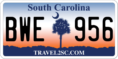 SC license plate BWE956