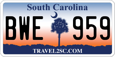 SC license plate BWE959