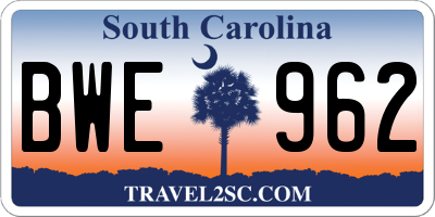 SC license plate BWE962