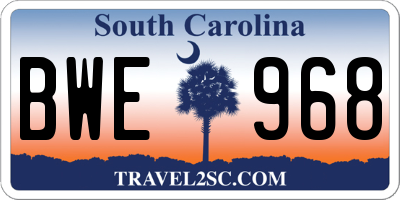SC license plate BWE968