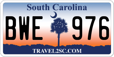 SC license plate BWE976