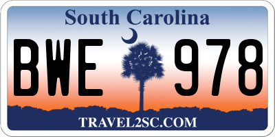 SC license plate BWE978