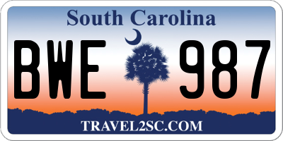 SC license plate BWE987