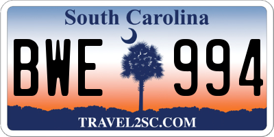 SC license plate BWE994