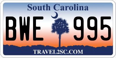 SC license plate BWE995