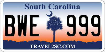 SC license plate BWE999