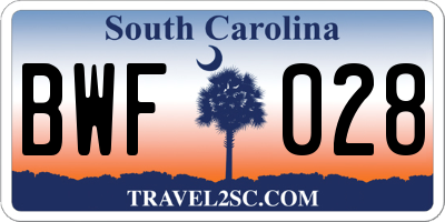 SC license plate BWF028