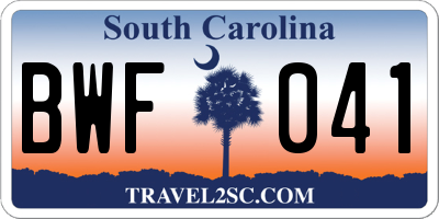 SC license plate BWF041