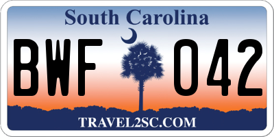 SC license plate BWF042