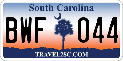 SC license plate BWF044