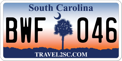 SC license plate BWF046