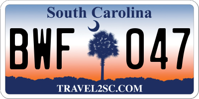 SC license plate BWF047