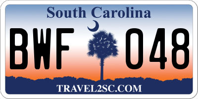 SC license plate BWF048